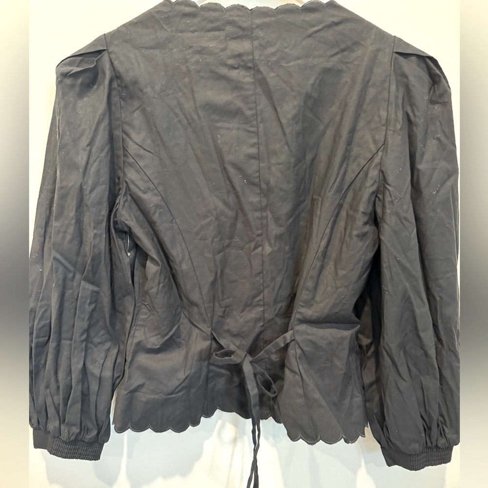 Reformation Black Scallop-Edge Button Front Blouse - Picture 5 of 13